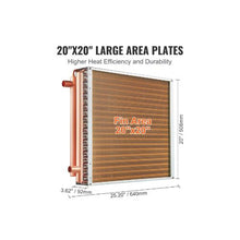 20 x 20 Inch Water-to-Air Heat Transfer Coil, 3-Row Copper Tube Design with Aluminum