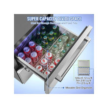 24 Inch Under Counter Refrigerator Freezer Combo with Dual Drawers Upper Refrigerator & Lower Freezer 4.87 Cu.Ft. Capacity