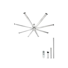 96 Inch Modern Indoor/Outdoor Large 8 Blade Brushed Nickel Ceiling Fan with Remote Control