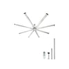96 Inch Modern Indoor/Outdoor Large 8 Blade Brushed Nickel Ceiling Fan with Remote Control