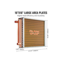 High-Performance 16 x 16 Inch Water-to-Air Heat Exchanger for Outdoor Wood Boilers and Forced Air Furnaces