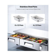 Commercial 72 Inch Refrigerated Chef Base with 4 Drawers & Heavy Duty Stainless Steel Work Surface