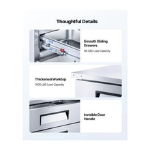 Commercial 72 Inch Refrigerated Chef Base with 4 Drawers & Heavy Duty Stainless Steel Work Surface