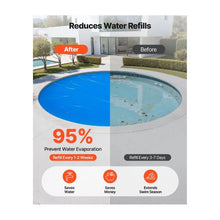 24 ft Round 16 Mil Solar Pool Cover PE Bubble Swimming Pool Blanket Heat Retaining Cover for Daytime Heat Absorption & Nighttime Heat Retention Blue