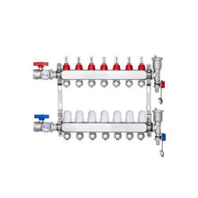 7-Port Radiant Floor Heating Manifold 1/2 PEX Tubing Stainless Steel Hydronic PEX Manifold Kit with 1/2 Adapters