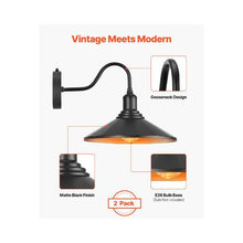 Industrial Weather Resistant Farmhouse Outdoor Wall Sconce Light Fixture with Auto On/Off 2 Pack