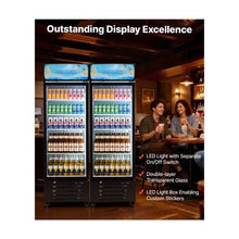 Single Door Commercial Display Refrigerator, 15.9 Cu.Ft / 450L Beverage Merchandiser Cooler with Illuminated Light Box Adjustable Shelving & Soft LED Lighting