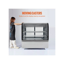 505L Refrigerated Bakery Display Showcase 18 Cu.Ft. Commercial Glass Display Case with LED Lighting Downdraft Cooling & Casters