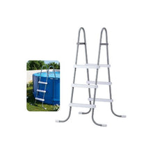 Heavy Duty 42 Inch 3-Step A Frame Above-Ground Pool Ladder Steel Swimming Pool Stairs with Wide Non-Slip Steps 300 lb Capacity Gray & White