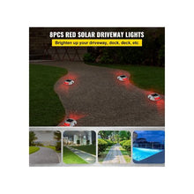 Waterproof Solar LED Powered Outdoor Walkway & Sidewalk Safety Lights Red LED 8 Pack
