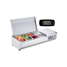 48 Inch Commercial Countertop Refrigerated Condiment Prep Station with 2 Full & 4 Sixth Size Pans