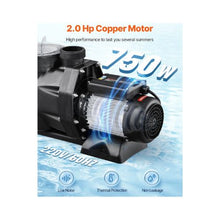 High-Performance 2.0 HP 220V Single-Speed Above Ground Swimming Pool Pump with 135 GPM Maximum Flow