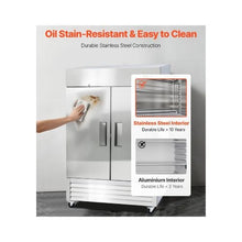 Heavy Duty 54 Inch Commercial Reach-In Refrigerator 43.2 Cu.Ft Double Door Stainless Steel Refrigerator