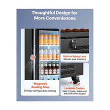 Single Door Commercial Display Refrigerator, 15.9 Cu.Ft / 450L Beverage Merchandiser Cooler with Illuminated Light Box Adjustable Shelving & Soft LED Lighting