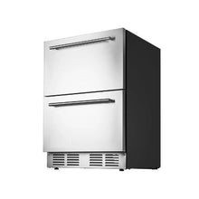 24 Inch Stainless Steel Under Counter Drawer Refrigerator with Dual Drawers Digital Temperature Control for Indoor and Outdoor Kitchens