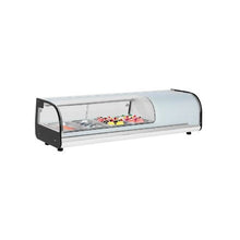 Commercial 4 Pan 45.67 Inch Countertop Sushi Display Case Refrigerator with Curved Glass and LED Lighting