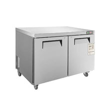 Commercial 48 Inch Worktop Fridge Stainless Steel 2-Door Undercounter Refrigerator with Lock
