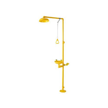 27 cm Emergency Eyewash & Safety Shower Station 304 Stainless Steel, OSHA Compliant Floor-Mounted Yellow