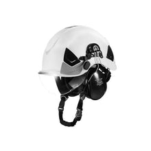 Type 1 Class C Industrial Safety Helmet with Visor & Earmuffs, ANSI/ISEA Z89.1 Compliant ABS Hard Hat 6-Point Ratchet Suspension Adjustable Vented Design