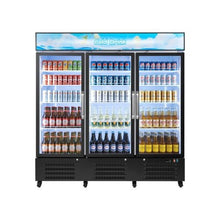 Commercial Upright Beverage Merchandiser Refrigerator 54.3 Cu.Ft Triple Glass Door Display Cooler With Soft LED Lighting & Casters