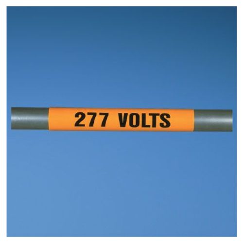 Voltage Marker Vinyl 277 Volts Black With Orange PCV-277BY (Pack of 5)