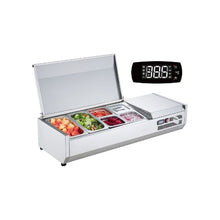 48 Inch Commercial Countertop Refrigerated Condiment Prep Station with 2 Full & 4 Sixth Size Pans
