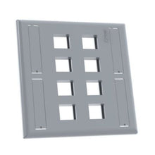 8 Port Faceplate Keystone With Label Pocket International Gray NK8FIG