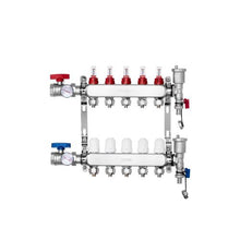 5 Branch Stainless Steel Radiant Heating Manifold 1/2" PEX Tubing Distribution Manifold Kit for Hydronic Radiant Floor Heating with Adapters