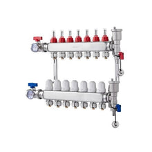 7-Port Radiant Floor Heating Manifold 1/2 PEX Tubing Stainless Steel Hydronic PEX Manifold Kit with 1/2 Adapters