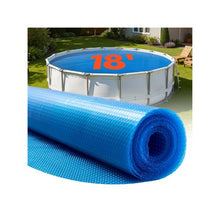 18 ft Round 16 Mil Solar Pool Cover Blue PE Bubble Swimming Pool Blanket Heat Retaining Cover for Daytime Heat Absorption & Nighttime Heat Retention