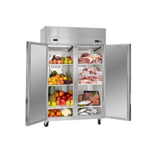 Heavy Duty 48 Inch Commercial Refrigerator Freezer Combo 31.1 Cu.Ft. 2 Door Reach In Unit with LED Lighting