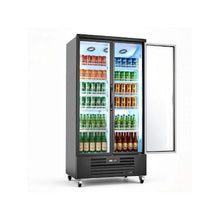 Double Door Commercial Beverage Merchandiser Refrigerator 24.9 Cu.Ft / 705L Glass Door Display Cooler with Adjustable Shelves