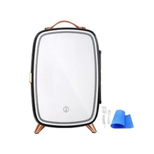 6L Portable Beauty Mini Refrigerator with LED Light & HD Mirror for Cosmetics & Face Masks Black