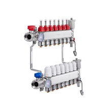 7-Port Radiant Floor Heating Manifold 1/2 PEX Tubing Stainless Steel Hydronic PEX Manifold Kit with 1/2 Adapters