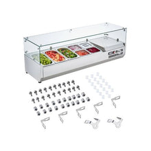 55-Inch Refrigerated Condiment Prep Table Countertop Sandwich Ingredient Cooler with 7-Pan Capacity