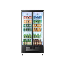 Double Door Commercial Beverage Merchandiser Refrigerator 24.9 Cu.Ft / 705L Glass Door Display Cooler with Adjustable Shelves