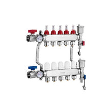 5 Branch Stainless Steel Radiant Heating Manifold 1/2" PEX Tubing Distribution Manifold Kit for Hydronic Radiant Floor Heating with Adapters