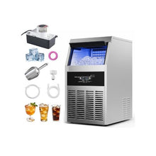 Automatic Commercial Ice Maker Machine with Drain Pump, 130 lbs/24H Ice Production