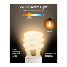 13W Compact Eco-Friendly Fluorescent Spiral Bulbs 900 Lumens Warm White 4 Pack