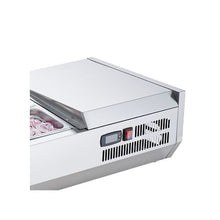 48 Inch Commercial Countertop Refrigerated Condiment Prep Station with 2 Full & 4 Sixth Size Pans