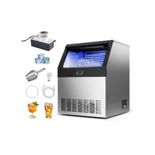 Freestanding Indoor Commercial Ice Maker Machine with Pump 265 lbs/24H with 85 lb Storage Bin