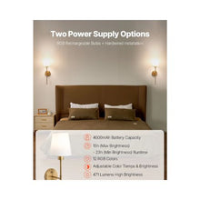 Modern Cordless Rechargeable RGB LED Wall Sconce Lamps with Timer & Remote Control Set of 2
