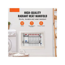 7-Port Radiant Floor Heating Manifold 1/2 PEX Tubing Stainless Steel Hydronic PEX Manifold Kit with 1/2 Adapters