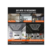 66,300LM Professional Honeycomb Modular Hexagon LED Ceiling Lights Fixture 15 Panel Setup