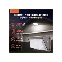 100W LED Wall Pack Lights 10800LM High Lumen Outdoor Security Fixture Waterproof Design 2 Pack