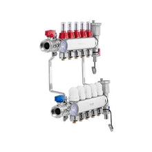 5 Branch Stainless Steel Radiant Heating Manifold 1/2" PEX Tubing Distribution Manifold Kit for Hydronic Radiant Floor Heating with Adapters