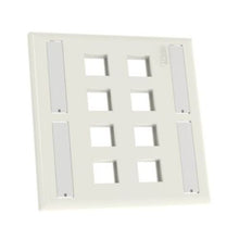 Vertical 8 Port Faceplate Keystone With Label Pocket Off White NK8FIW