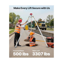 2600 lbs Confined Space Rescue Tripod Kit with 98.5 ft Steel Cable 2600 lbs Winch, Adjustable Legs & Fall Protection