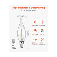 2725K Warm Lighting Elegant Flame Tip Classic Chandelier LED Candle Bulbs Warm Ambient Lighting 12 Count Pack