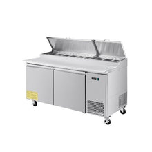 Commercial 67 Inch Restaurant Pizza Prep Fridge, Single Door Refrigerated Worktop with 9 Ingredient Pans